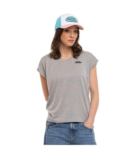 T-shirt femme sans manches col V fil brillant avec broderie Lurex Vondutch