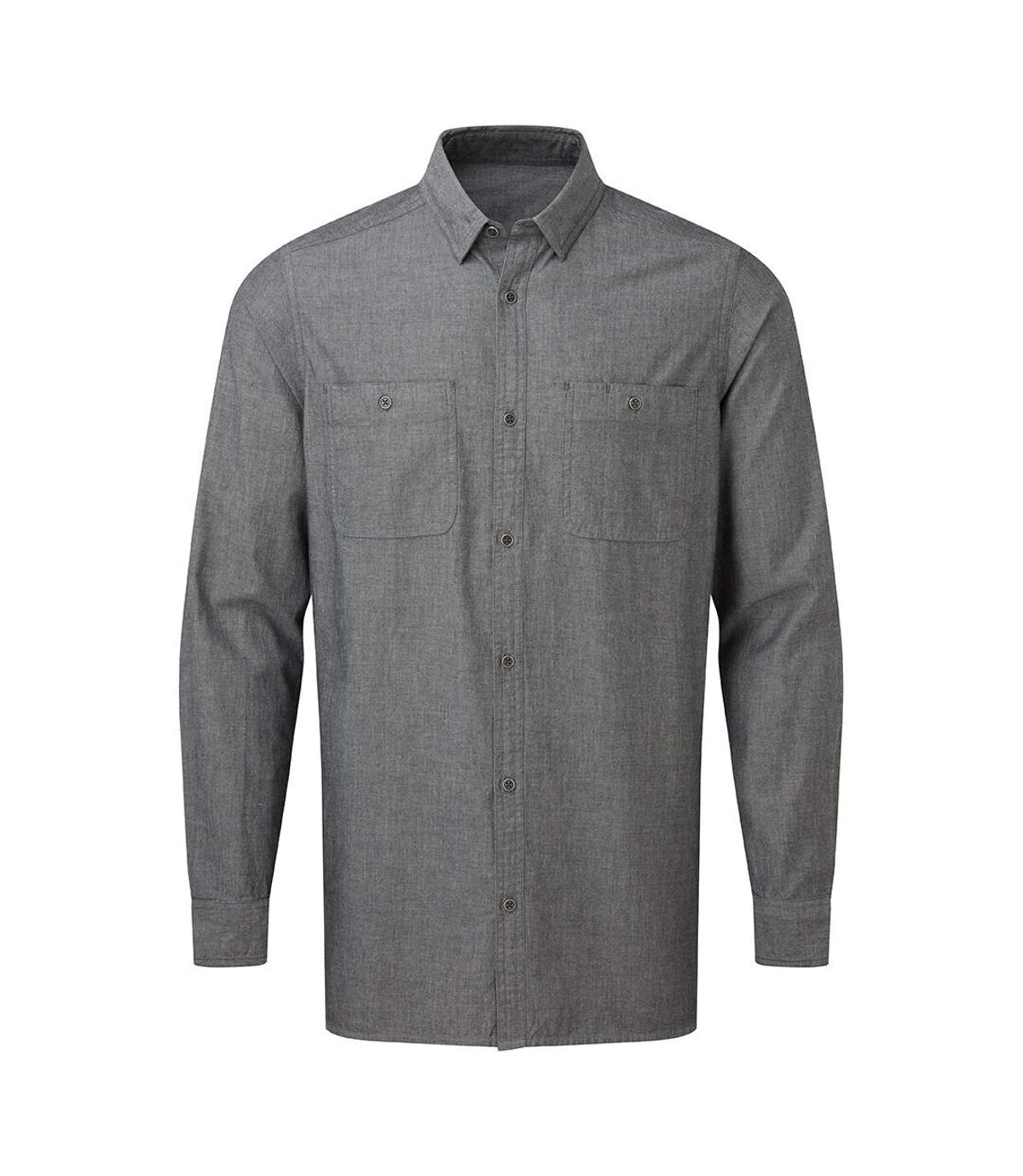 Premier Mens Chambray Organic Long-Sleeved Shirt (Grey Denim)