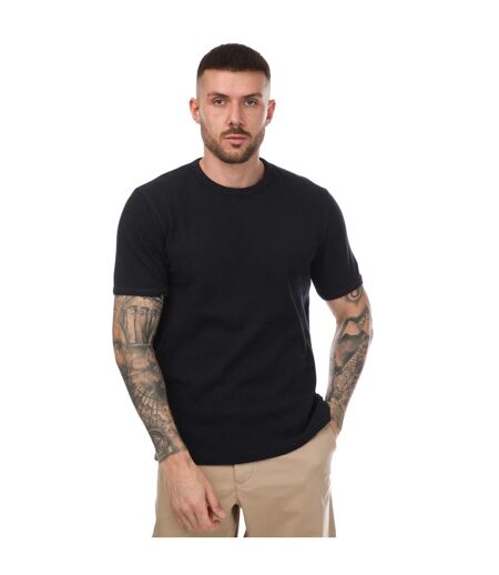 Mens woodmason waffle textured t-shirt navy Mercery
