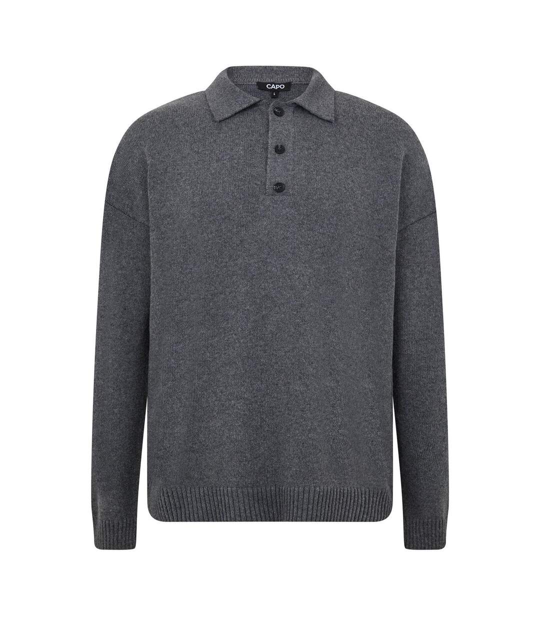 Mens Long-sleeved Polo Shirt Charcoal Capo-2