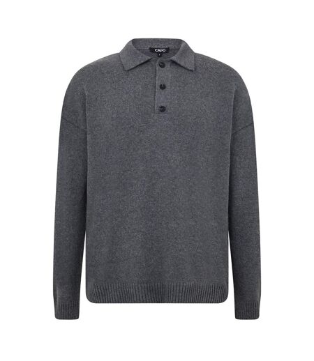 Mens Long-sleeved Polo Shirt Charcoal Capo