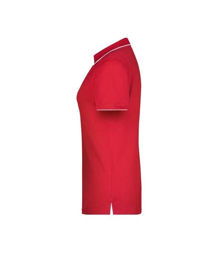 Polo Motif/style À Rayures Femme Rouge Blanc James And Nicholson