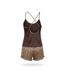 OZABI Pack 2 Pyjamas Femme Satinés, Débardeur Bretelles Léopard, Short Léopard-3