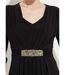 Robe courte col V effet drapé ceinture bijou-3