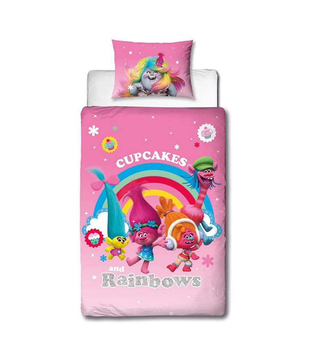 Dreams rainbow duvet cover set pink/blue Trolls-1