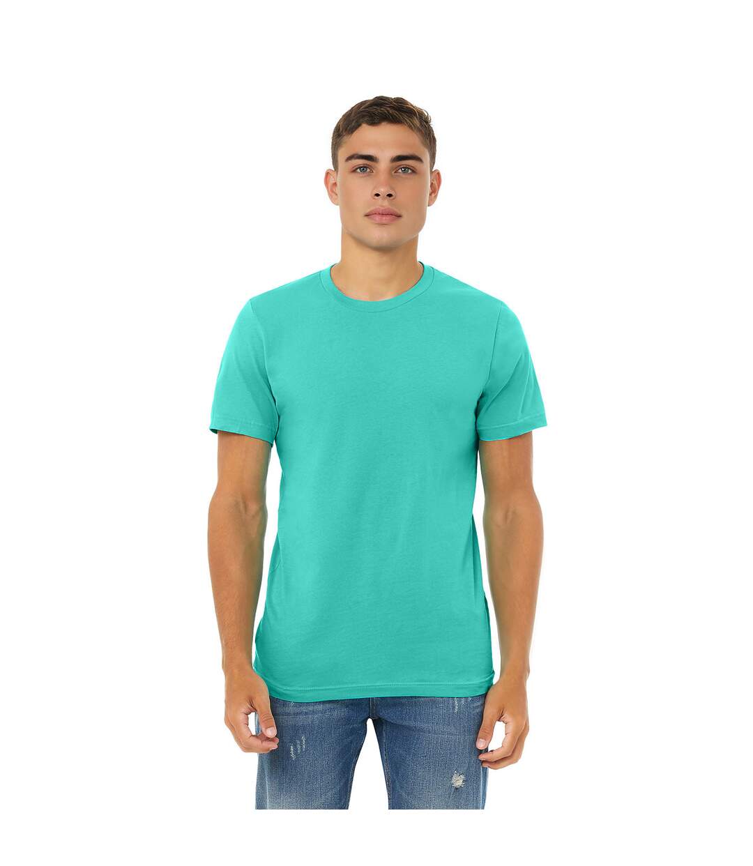 Unisex adult jersey crew neck t-shirt teal Bella + Canvas-3