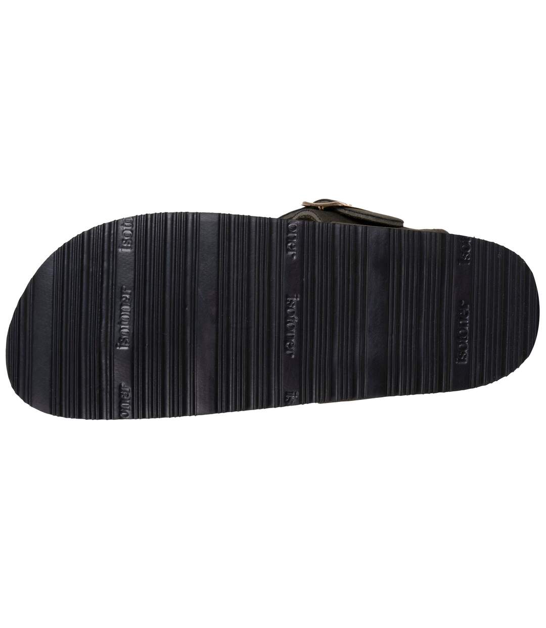 Isotoner Sandales femme à simple bride tong noir, semelle intérieur patch talon ultra confortables-5