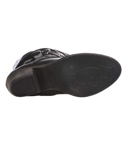 Womens/ladies Sidestep Lewis Faux Leather Boots Black Rocket Dog