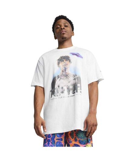 Mens Lamelo Ball Ufo Metallic Relaxed Fit T-shirt  White Puma