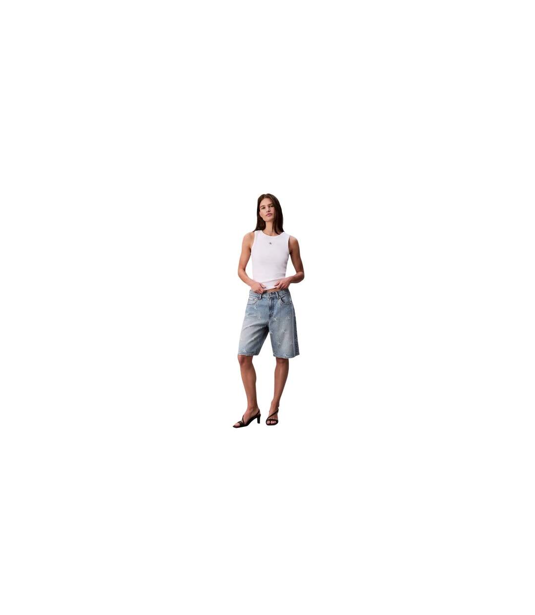 Womens/ladies Plain Tank Top Bright White Calvin Klein-1