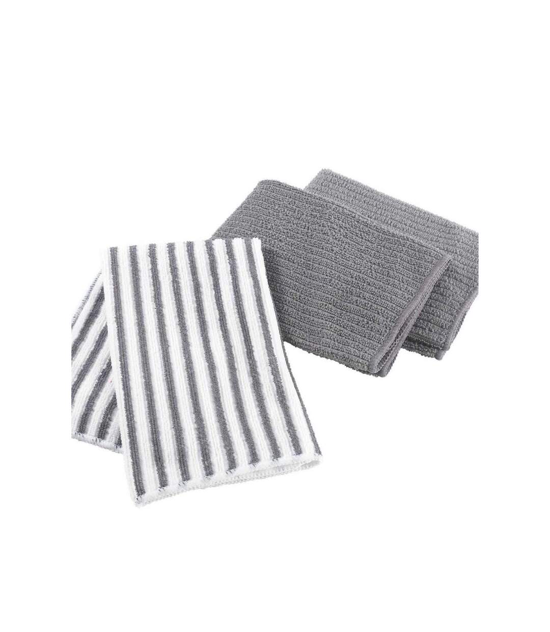 Paris Prix - Lot De 3 Torchons Microfibre cuistot 40x40cm Anthracite-1