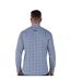 Mens gingham brushed cotton long-sleeved shirt sky blue Raging Bull