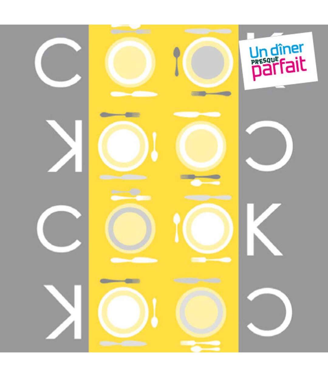 Lot de 20 Serviettes en Papier Cook 38x38cm Gris & Jaune-1