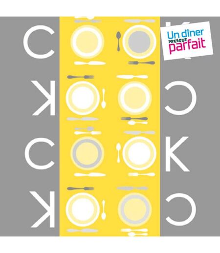 Lot de 20 Serviettes en Papier Cook 38x38cm Gris & Jaune