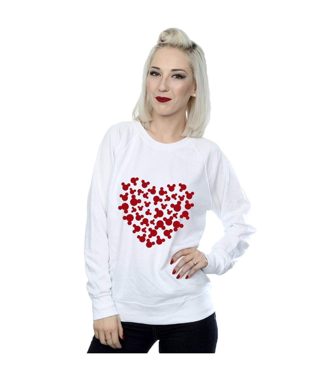 Disney Sweatshirt Femme/Ladies Mickey Mouse Heart Silhouette (Blanc) - UTBI26870-2