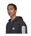 Mens 3 Stripes Full Zip Hoodie Black White Adidas-4