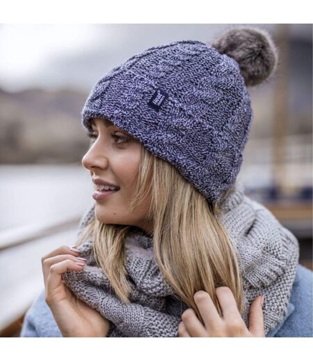 Bonnet Femme Thermique Doublé Polaire avec Pompon