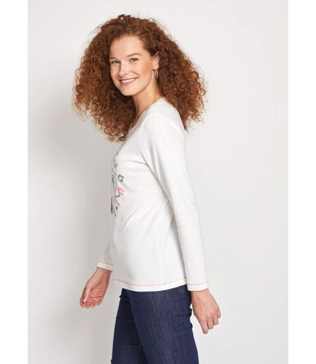 T-shirt court col rond motif brillant