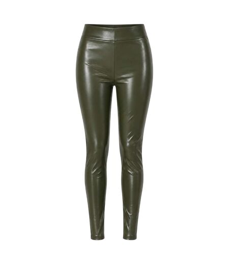 Legging Motif/style Fente Latérale Femme Vert Kaki Missy Empire