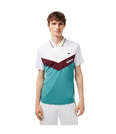 Polo Tennis Daniil Medvedev Homme Blanc Bleu Lacoste