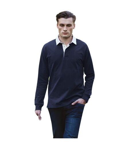 Front Row Mens Premium Long Sleeve Rugby Shirt/Top (Navy)