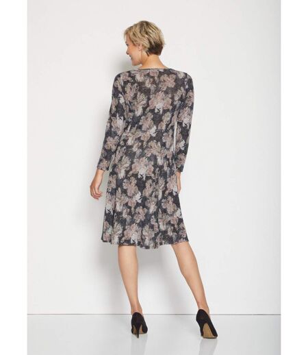Robe courte évasée maille chaude fleurie