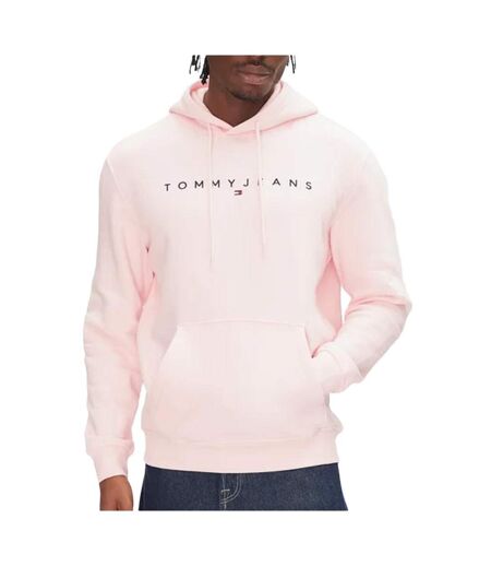 Sweat à capuche homme rose tommy hilfiger linear logo - l