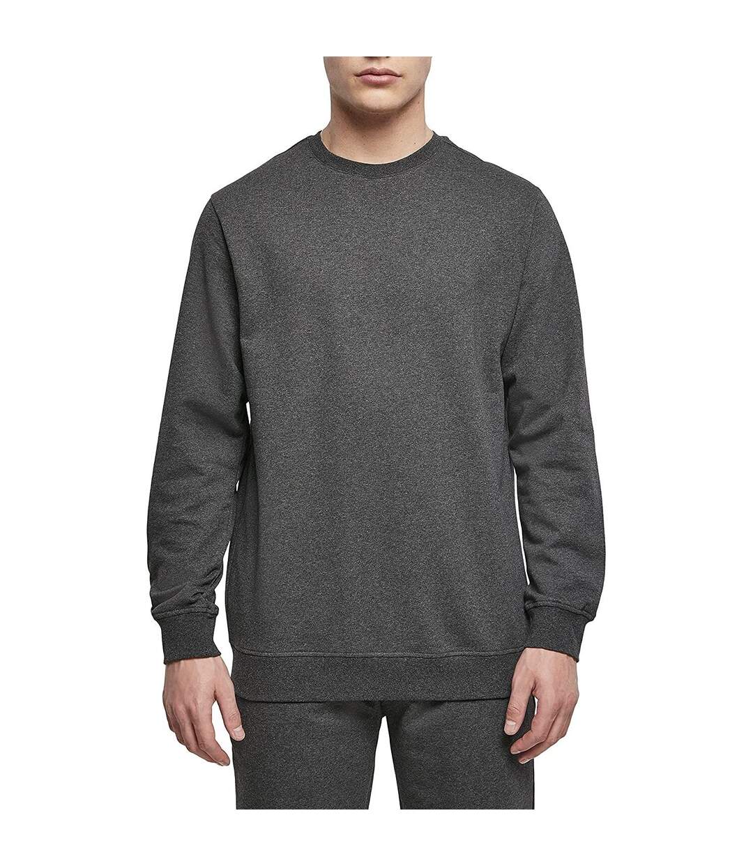 Mens basic crew neck sweatshirt charcoal Build Your Brand-2