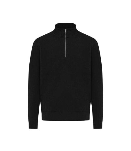 Unisex Adult Elgon Recycled Cotton Quarter Zip Sweater Top Black Iqoniq
