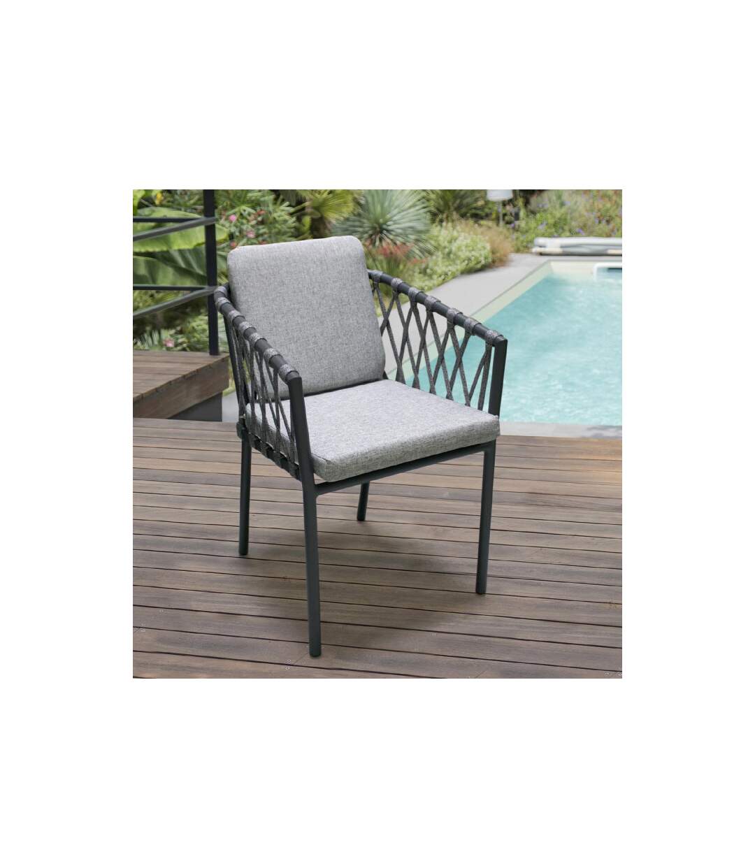 Fauteuil de Jardin Empilable Pilat 76cm Gris Anthracite-3