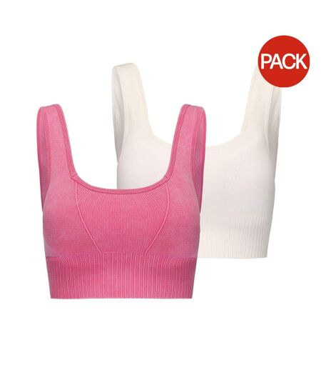 Lot De 2  Brassières De Sport Femme Framboise Pêche Blanche Slazenger