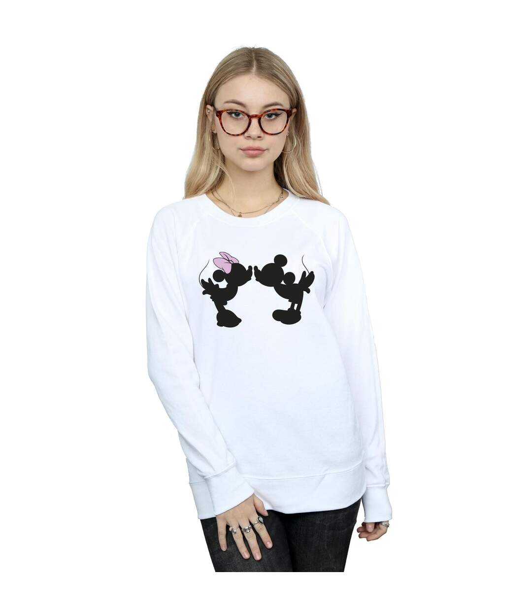 Disney Pantalon de survêtement Mickey Minnie Kiss Silhouette Womens/Ladies (Blanc) - UTBI28431-2