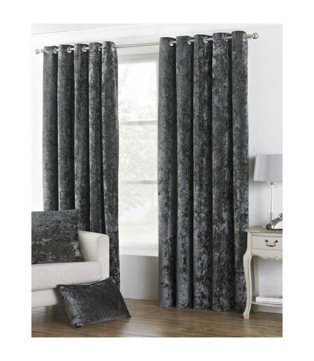 Riva home verona velvet style eyelet curtains 90 x 90in 229 x 229cm pewter Paoletti