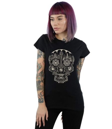 Disney T-shirt en coton à motif de crâne Coco Femme/Femme (Noir) - UTBI14391