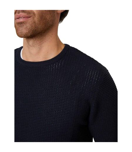 Mens Yarra Textured Regular Jumper Navy Threadbare