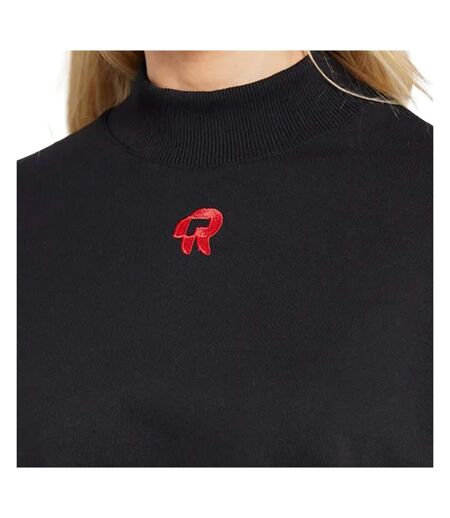 Womens/ladies Inky Crop Sweatshirt Black Red Run