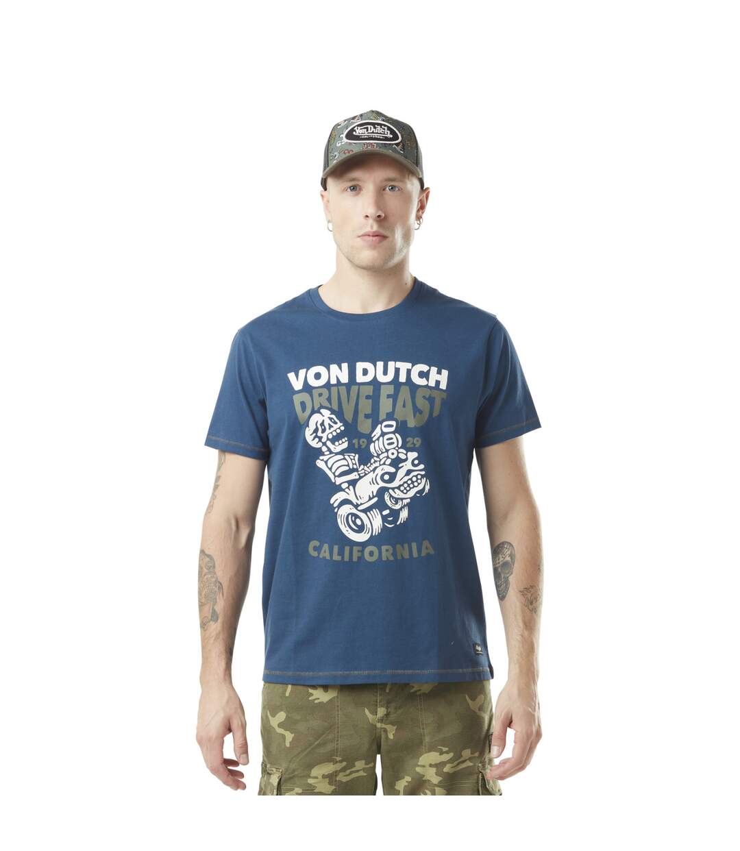 T-shirt homme col rond avec print devant en coton Drive Vondutch-1