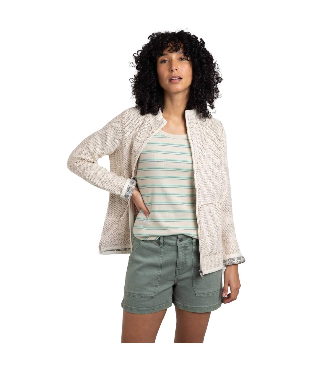 Womens/ladies sontee full zip fleece jacket ecru Weird Fish-3