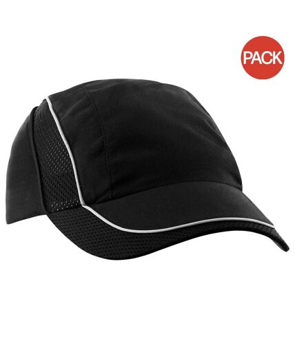 Beechfield Coolmax® Flow Mesh Baseball Cap / Headwear (Pack of 2) (Black) - UTRW6744