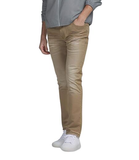 Jean homme coupe droite -  couleur camel imitation cuir - Confort et aisance