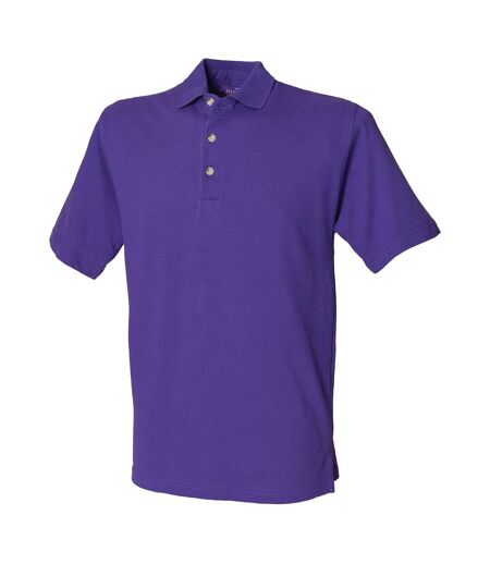 Henbury Mens Classic Cotton Pique Heavy Polo Shirt (Purple)