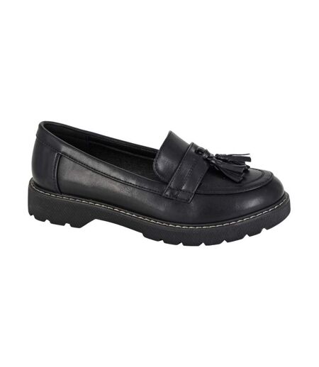 Womens/ladies Tassel Loafers Black Boulevard