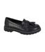 Womens/ladies Tassel Loafers Black Boulevard-1