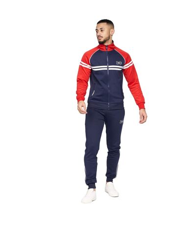Mens Klaman Tracksuit Navy Red Crosshatch