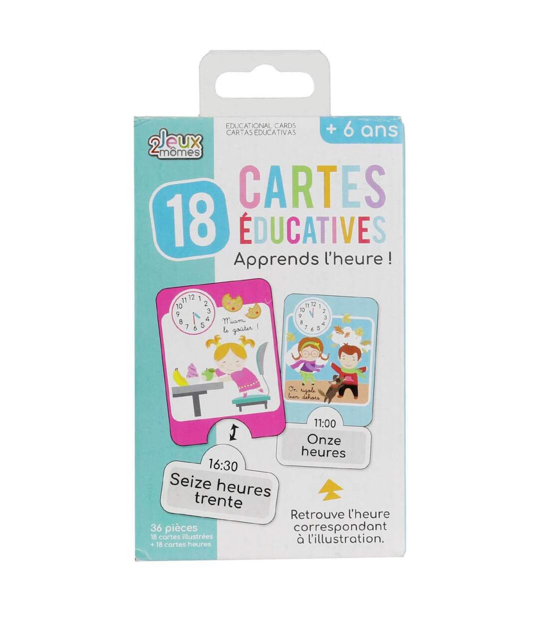 Jeu de Cartes Educatives J'apprends l'Heure 22cm Multicolore-1