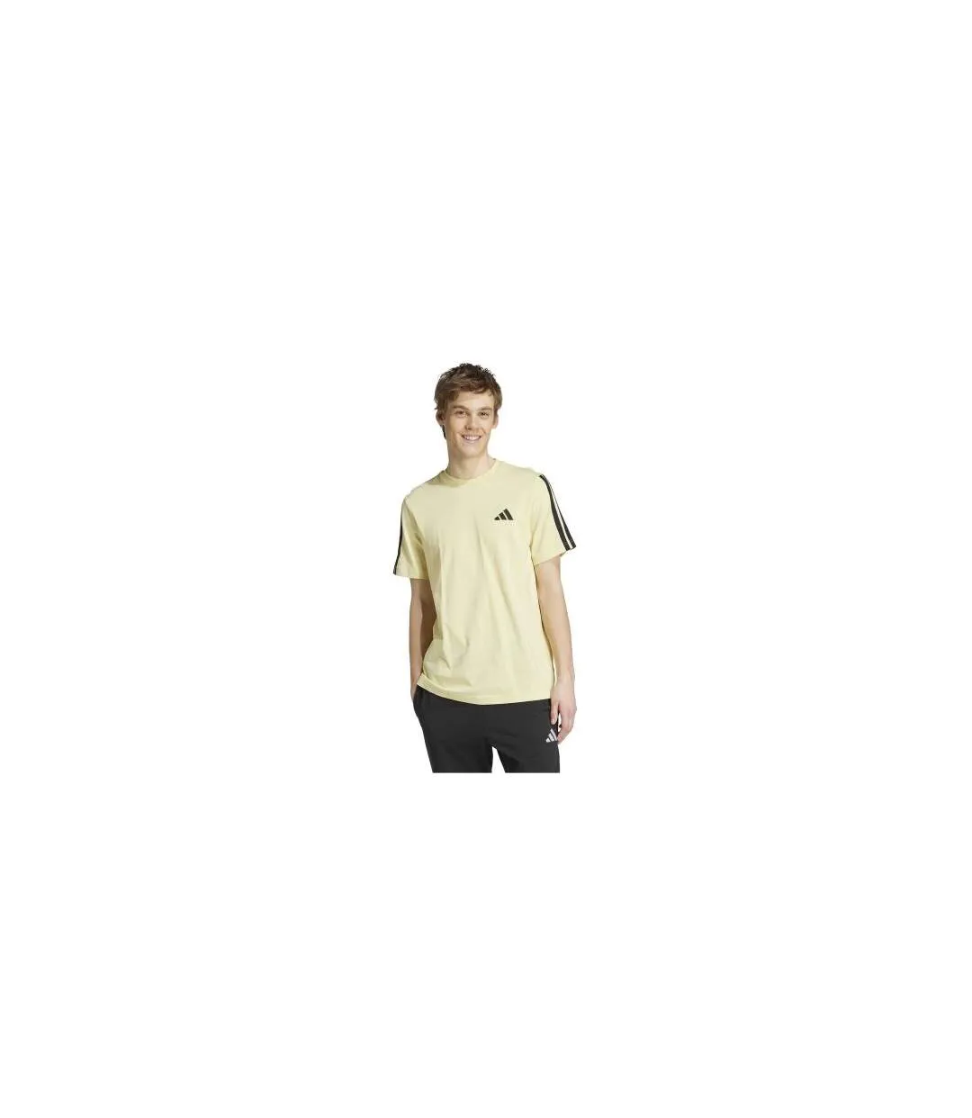 Mens 3 Stripes T-shirt Powdery Yellow Adidas-1