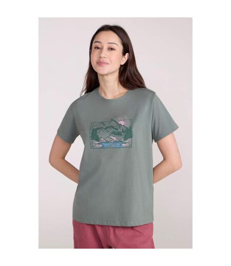 Womens/ladies Sunrise Organic Loose Fit T-shirt Light Khaki Mountain Warehouse