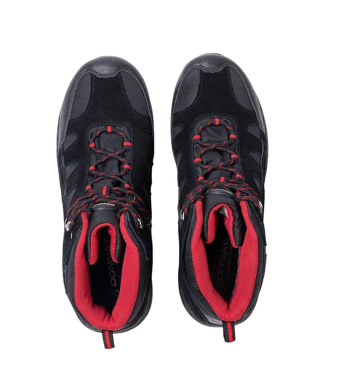 Mens Suede Waterproof Hiking Boots Black Red Donnay-3