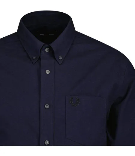 Chemise Manches Longues Homme Bleu Marine Français Fred Perry