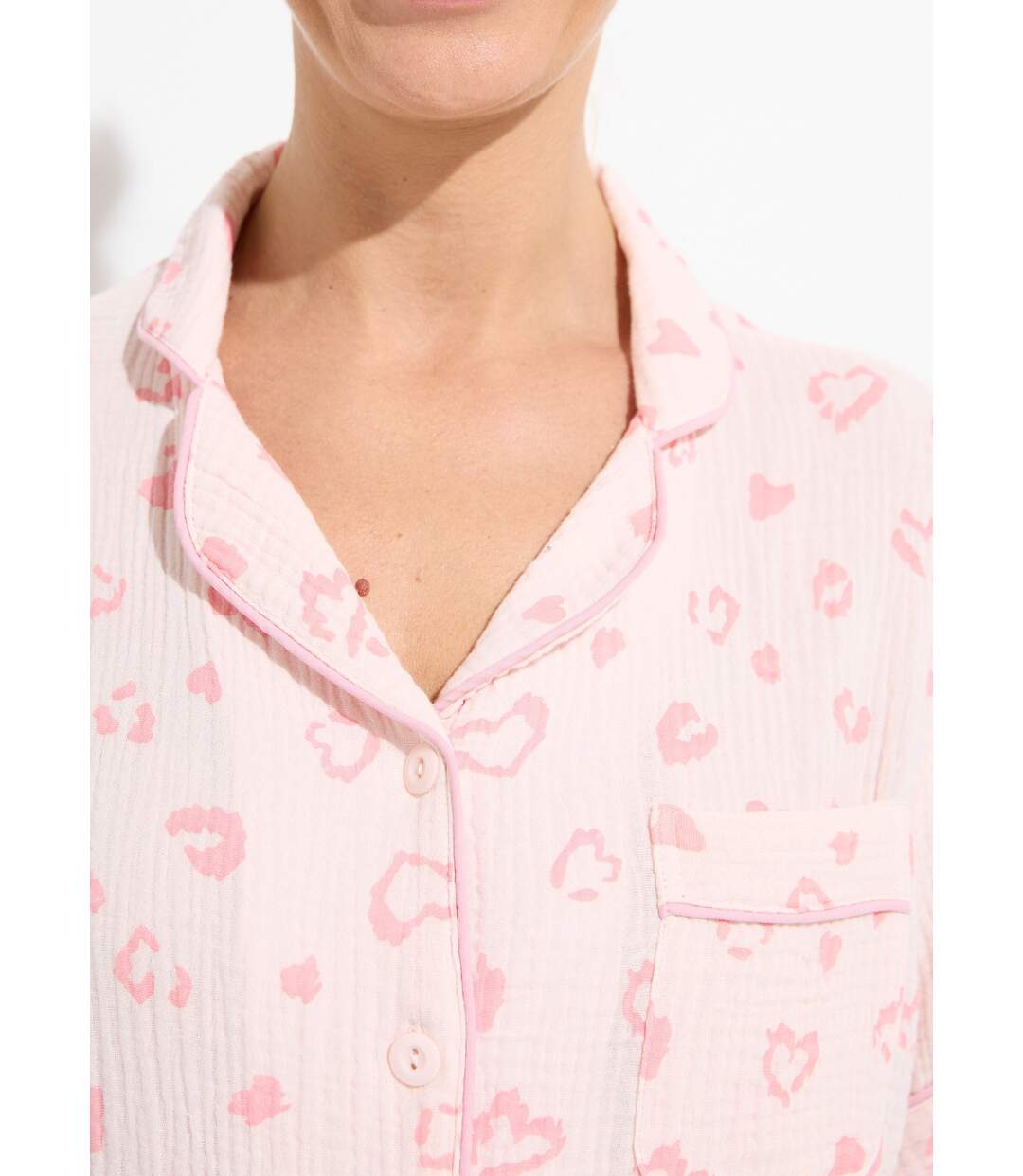 Pyjama boutonné gaze de coton imprimée-3